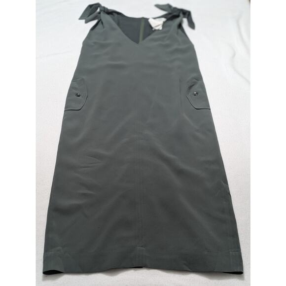 Max Mara Midi Dress Silk Green Sheath A Line Pockets Sz 4 Lined Minimalist - Picture 1 of 16